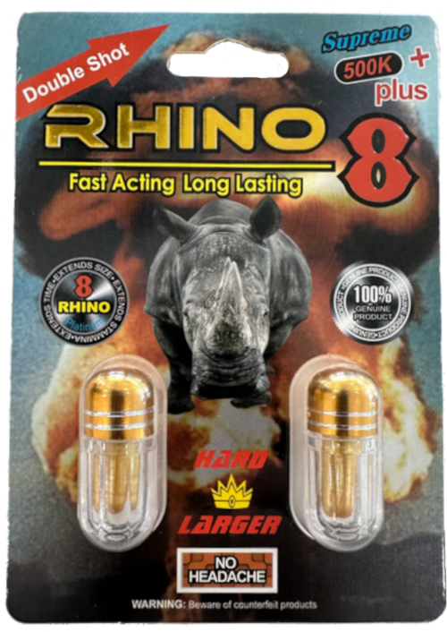 Double Shot Rhino 8 500K Supreme - Double Capsule - Single Count (Two Pack)